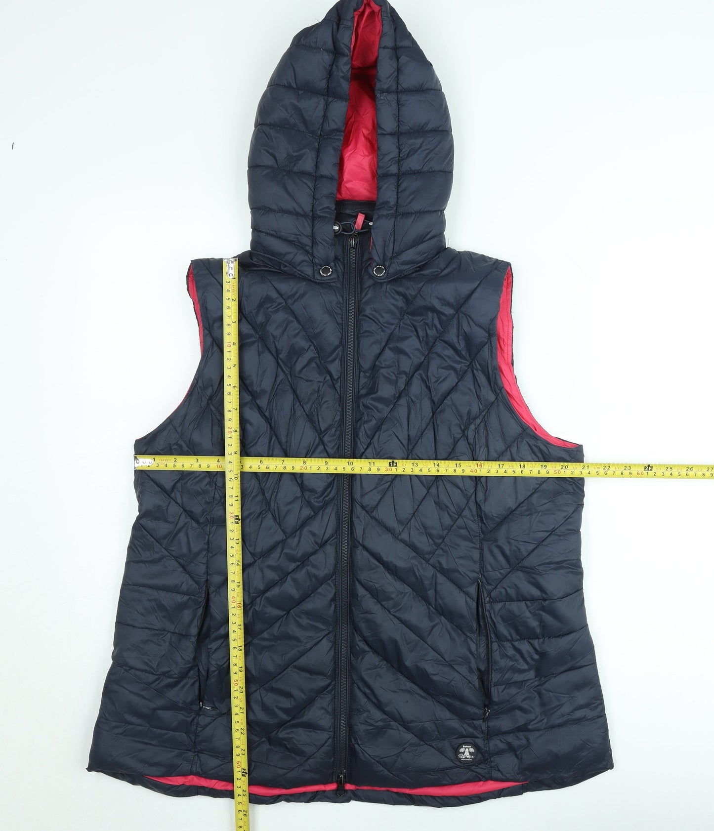 Barbour Women’s Blue Hooded Quilted FibreDown Puffer Waistcoat Size 18