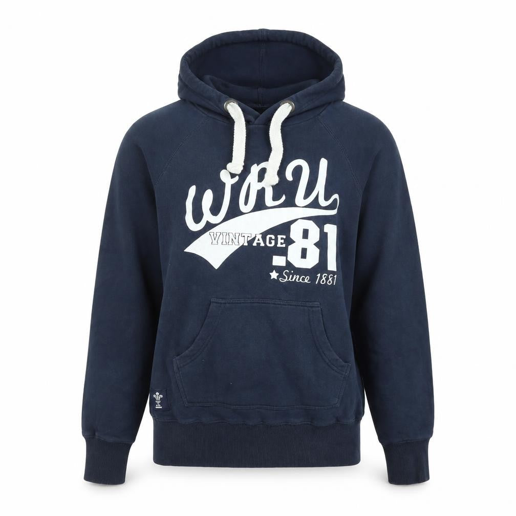 WRU Men's Blue Small Pullover Hoodie Vintage 81 Rugby Sweatshirt