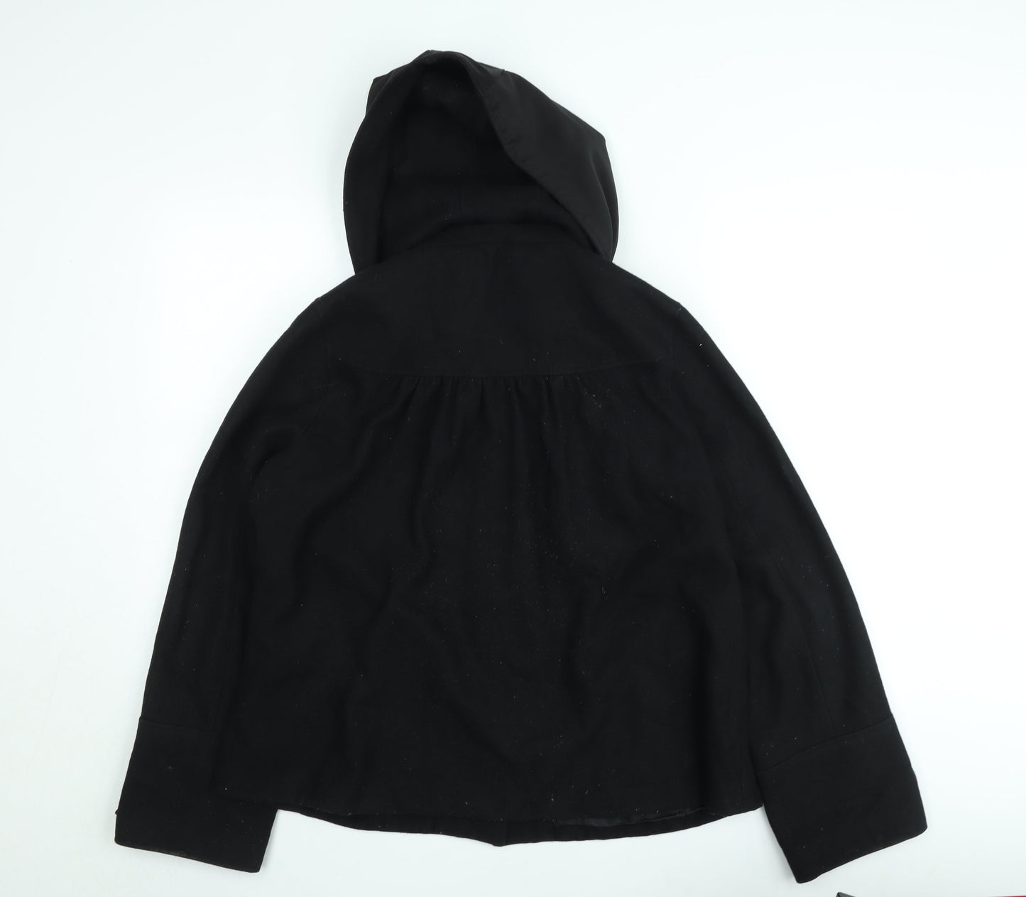 Diesel Women's Black Wool Blend Hooded Short Coat L