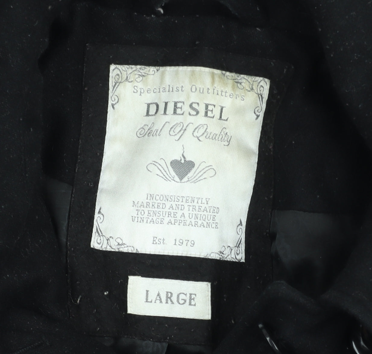 Diesel Women's Black Wool Blend Hooded Short Coat L