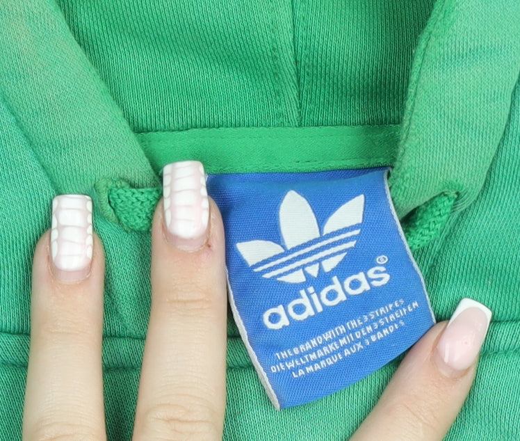 Adidas Men's Green Pullover Hoodie Size L Trefoil Logo Sweatshirt