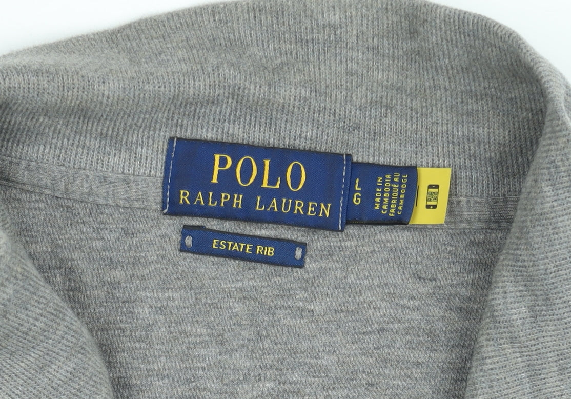 Ralph Lauren Men's Grey 1/4 Zip Long Sleeve Cotton Sweatshirt L
