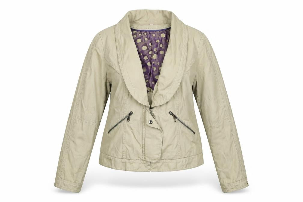 Anne Bonin Women Beige Size 14 Classic Twill Short Jacket