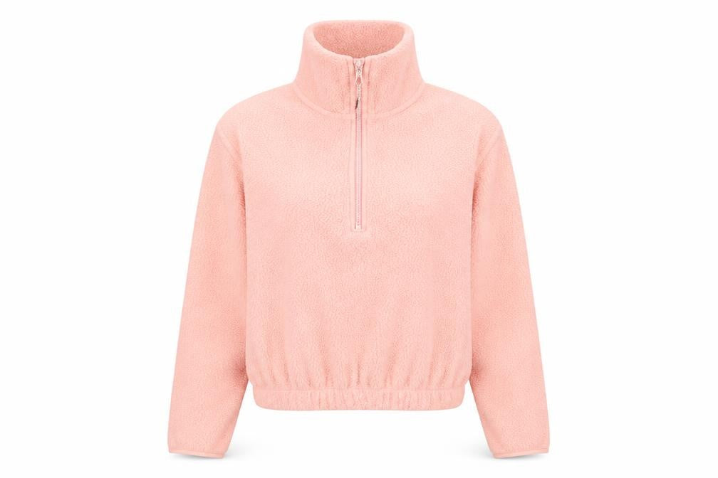 Weekday Women's Pink Fleece Half Zip Pullover Sweatshirt XS