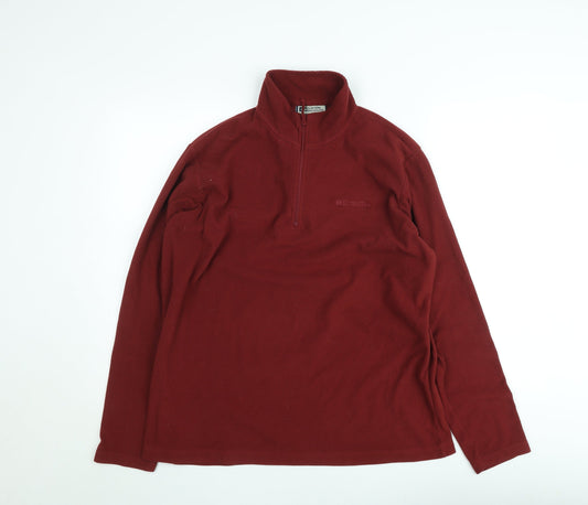 Mountain Warehouse Mens Red Fleece 1/4 Zip Pullover Sweatshirt L