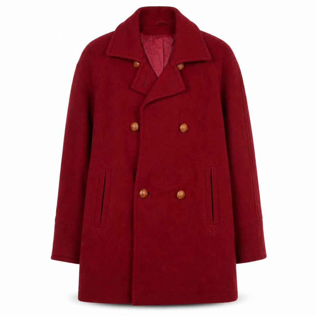 Definitions Women's Red Wool Pea Coat Size 12 Lined Classic Style