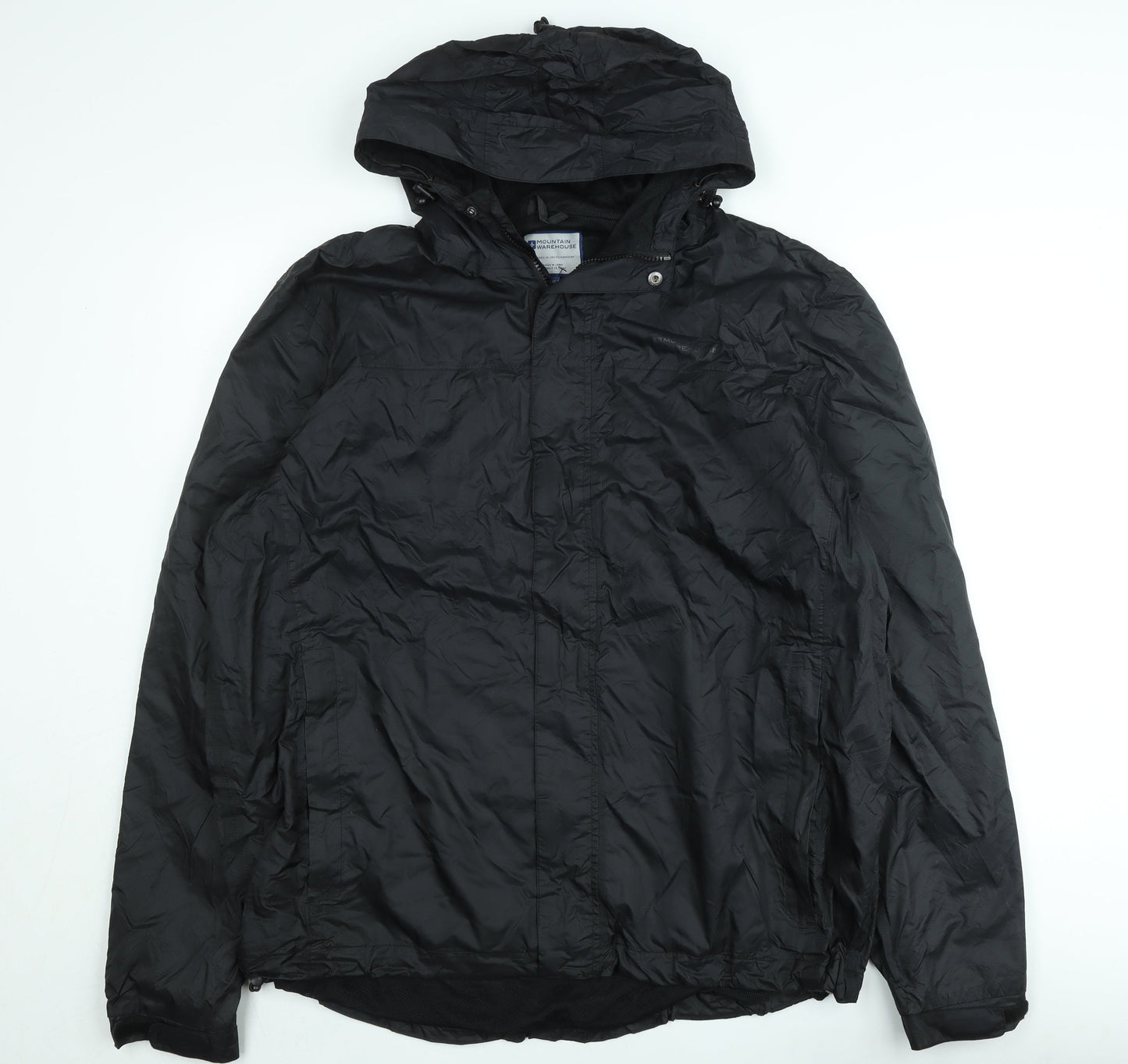 Mountain Warehouse Men's Black 2XL Hooded Windbreaker Jacket