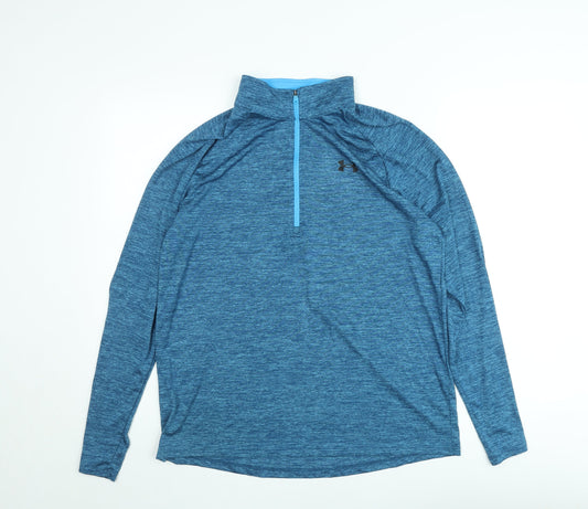 Under Armour Mens Blue 1/4 Zip Pullover Sweatshirt L Sports Fit
