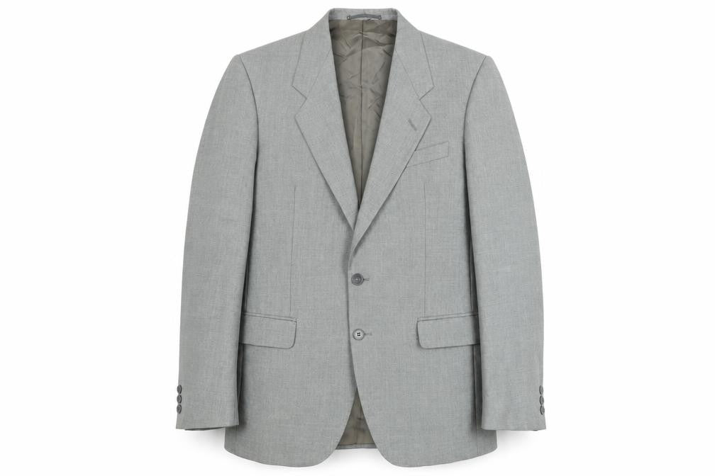 Front view of Jaeger Men's Grey Wool Single-Breasted Blazer 48R Classic Fit Jacket