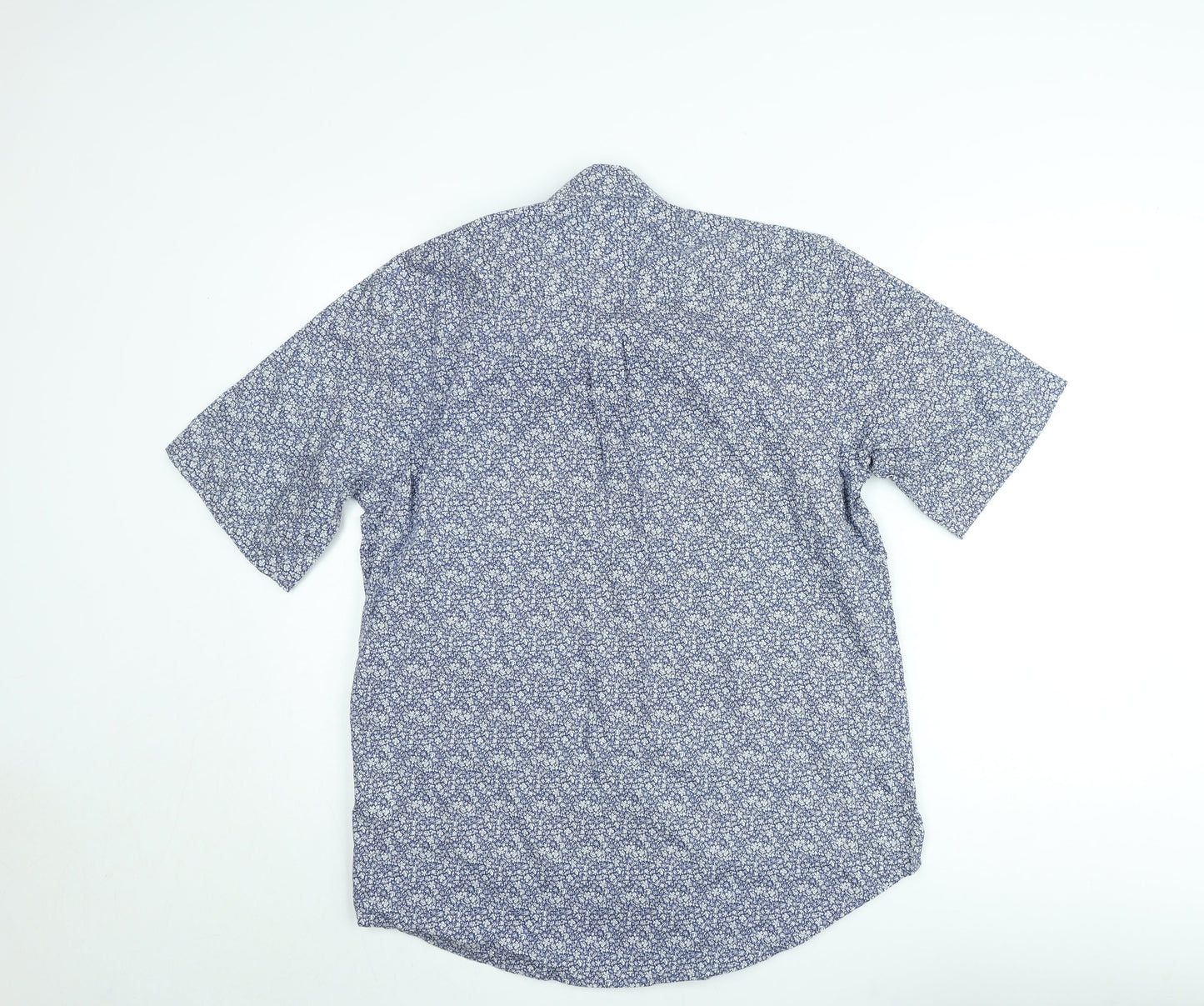 Kellerman Men's Blue Floral Regular Fit Short Sleeve Button-Up Shirt Size M
