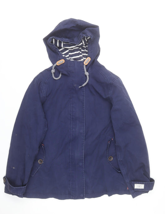 Joules Women's Blue Waterproof Hooded Rain Jacket UK 14