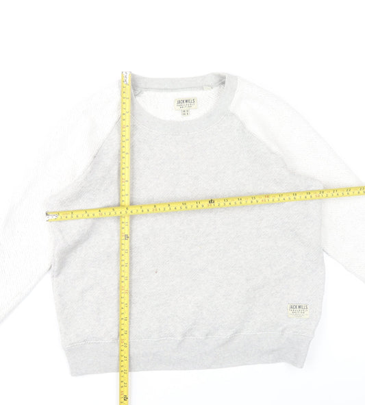Jack Wills Women’s Grey Sweatshirt UK 12 Cotton Blend Crew Neck