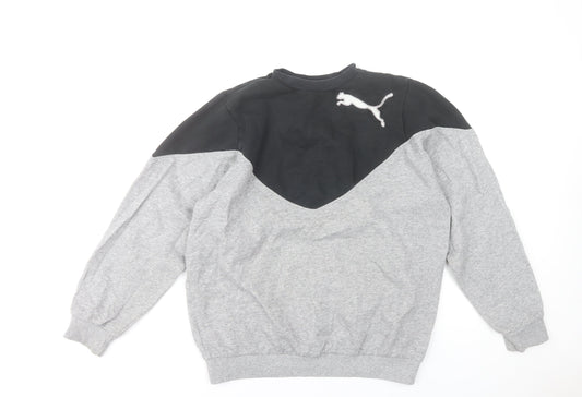 Puma Womens Grey & Black Pullover Sweatshirt Size 10 Cotton Blend