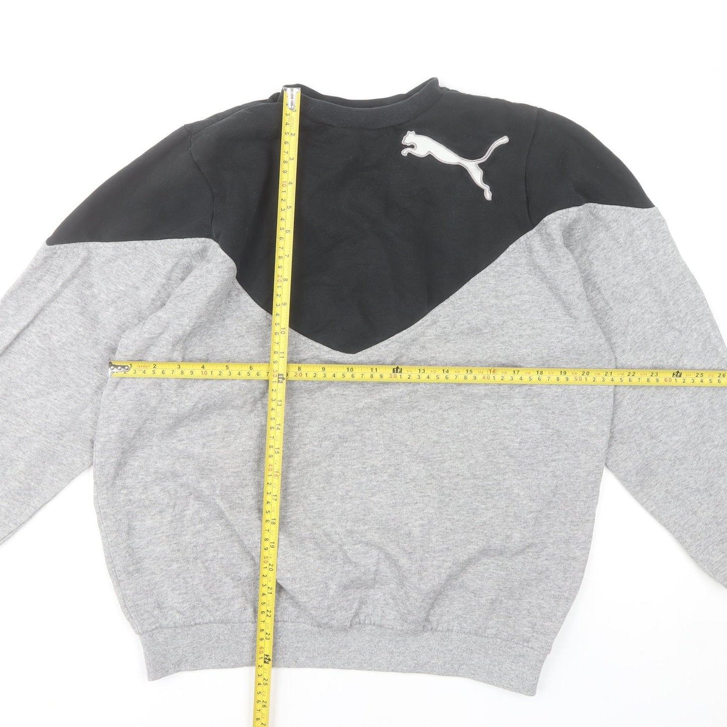 Puma Womens Grey & Black Pullover Sweatshirt Size 10 Cotton Blend