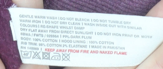 Fat Face Women's Purple Full Zip Hoodie Size 14 Cotton Casual