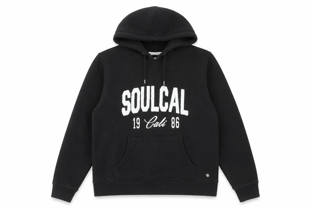 SoulCal & Co Women Black Large Pullover Hoodie 80% Cotton Logo Print
