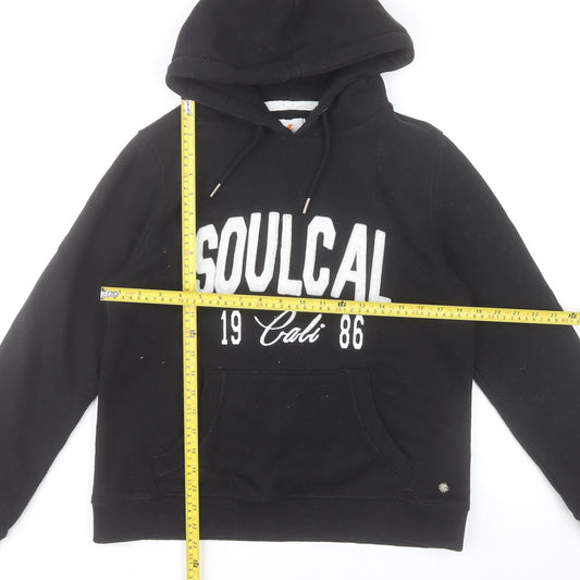 SoulCal & Co Women Black Large Pullover Hoodie 80% Cotton Logo Print