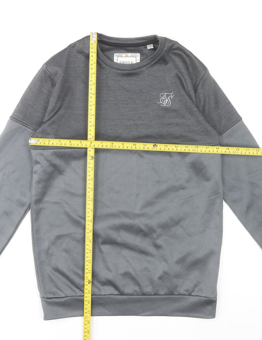SikSilk Men's Grey Pullover Sweatshirt Size S Regular Fit