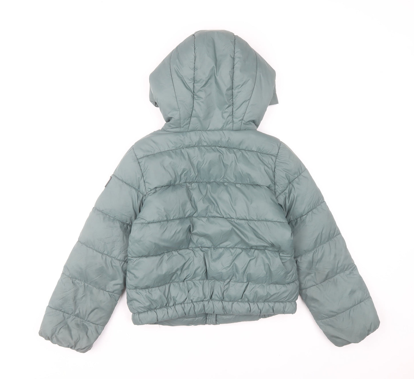 DKNY Boys Green Hooded Puffer Jacket 6 Years Nylon Winter Coat