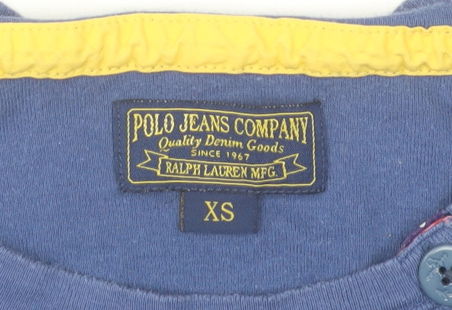 Ralph Lauren Polo Jeans Company Blue Striped Long Sleeve Cotton Top XS