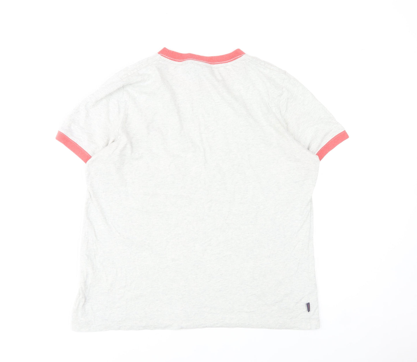 Superdry Womens Grey & Coral Ringer T-Shirt UK 12 Cotton Casual Top