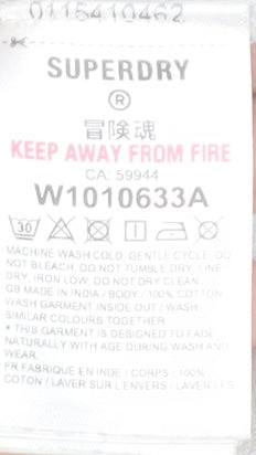 Superdry Womens Grey & Coral Ringer T-Shirt UK 12 Cotton Casual Top