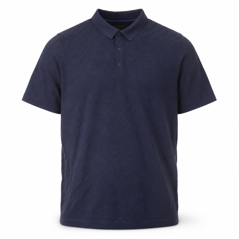 Jasper Conran Men's Navy Blue Textured Cotton Polo Shirt XL