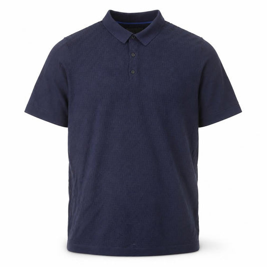 Jasper Conran Men's Navy Blue Textured Cotton Polo Shirt XL