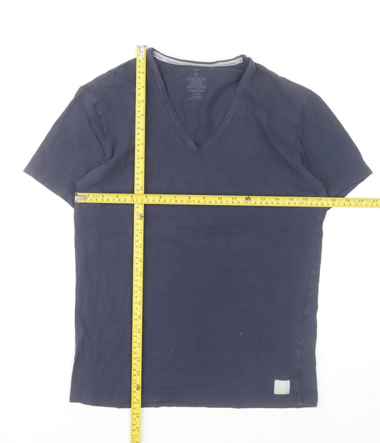 Calvin Klein Men's Blue Slim Fit V-Neck Cotton T-Shirt M