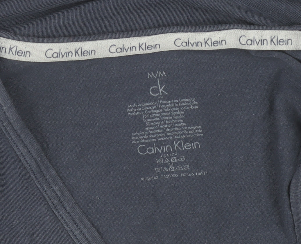 Calvin Klein Men's Blue Slim Fit V-Neck Cotton T-Shirt M