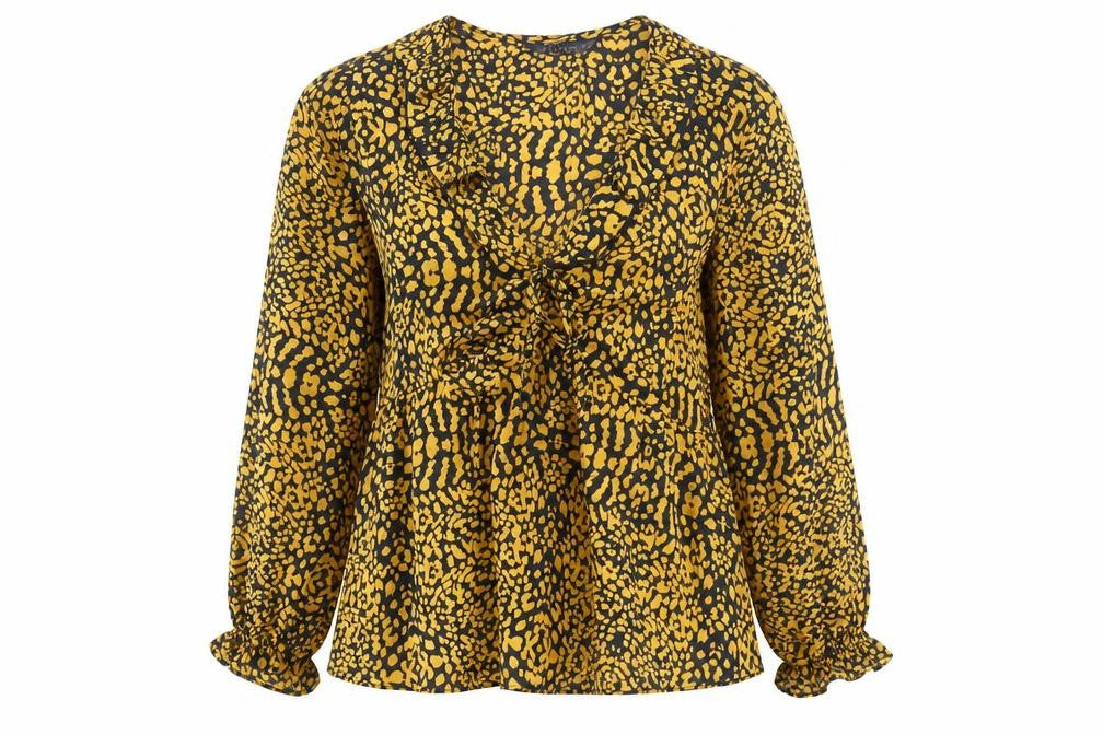 Dunnes Women’s Yellow Animal Print Chiffon Tunic Blouse Size 12