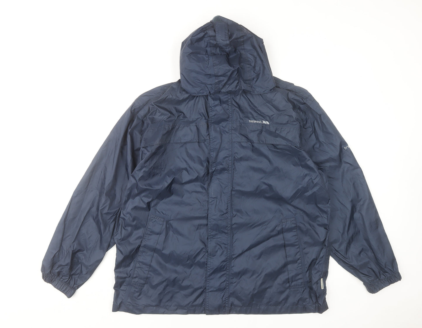 Trespass Men Blue Waterproof Windproof Hooded Rain Jacket Size M