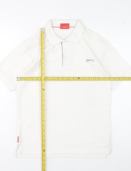 Slazenger Men's White Regular Fit Polo Shirt Size S Lightweight Sports Top