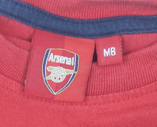 Arsenal Boys Red Cotton Short Sleeve Football T-Shirt 7-8 Years