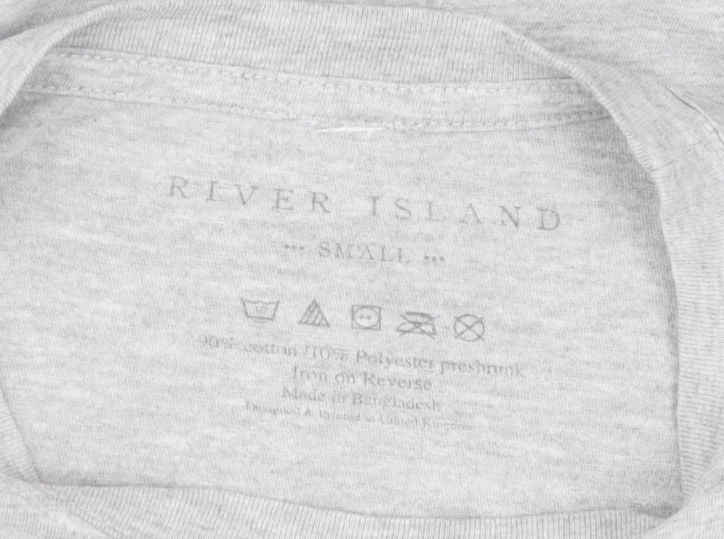 River Island Men's Grey London City Graphic Cotton T-Shirt Size S