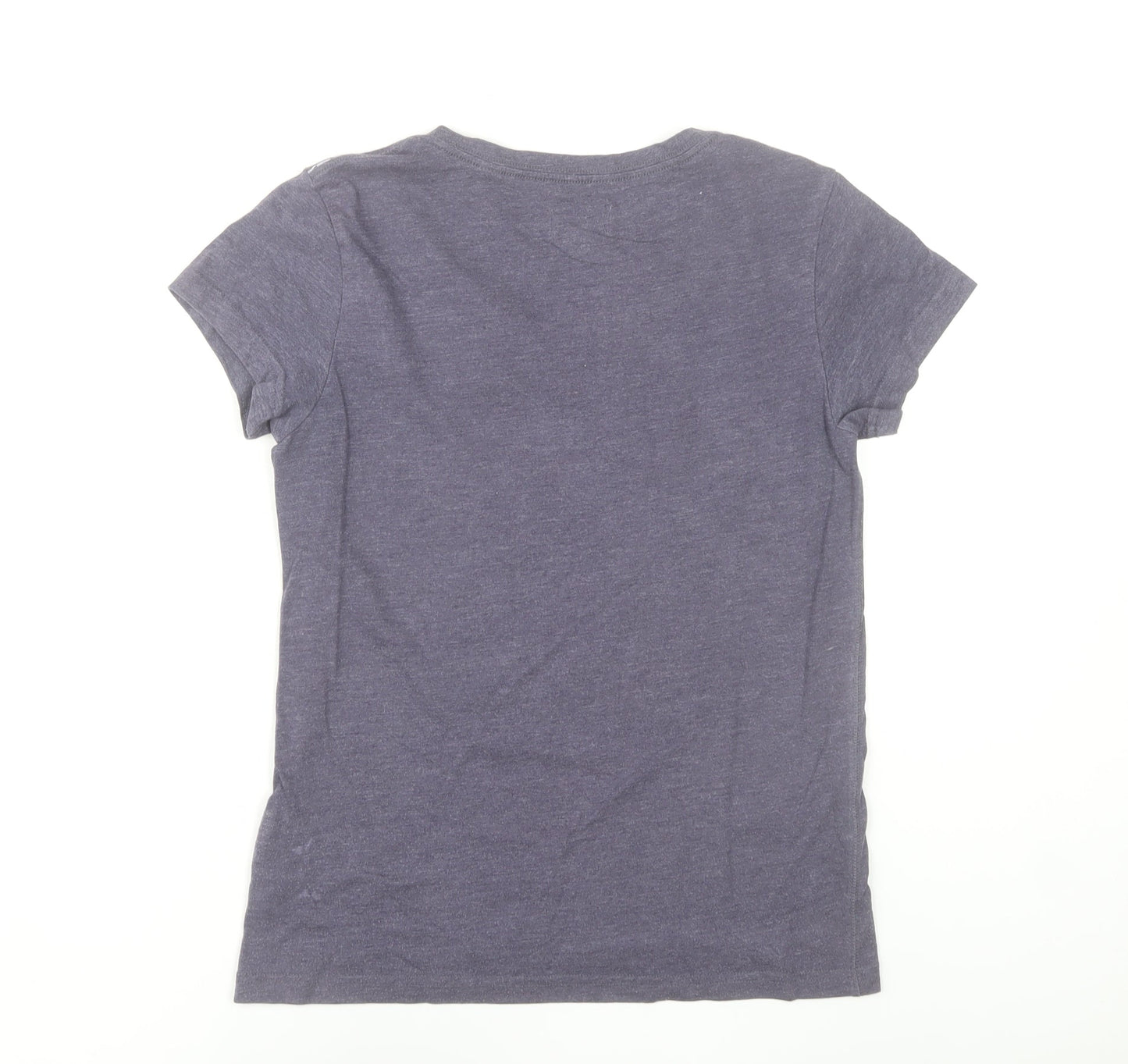 Jack Wills Womens Purple Floral Cotton Blend Crew Neck T-Shirt Size 8