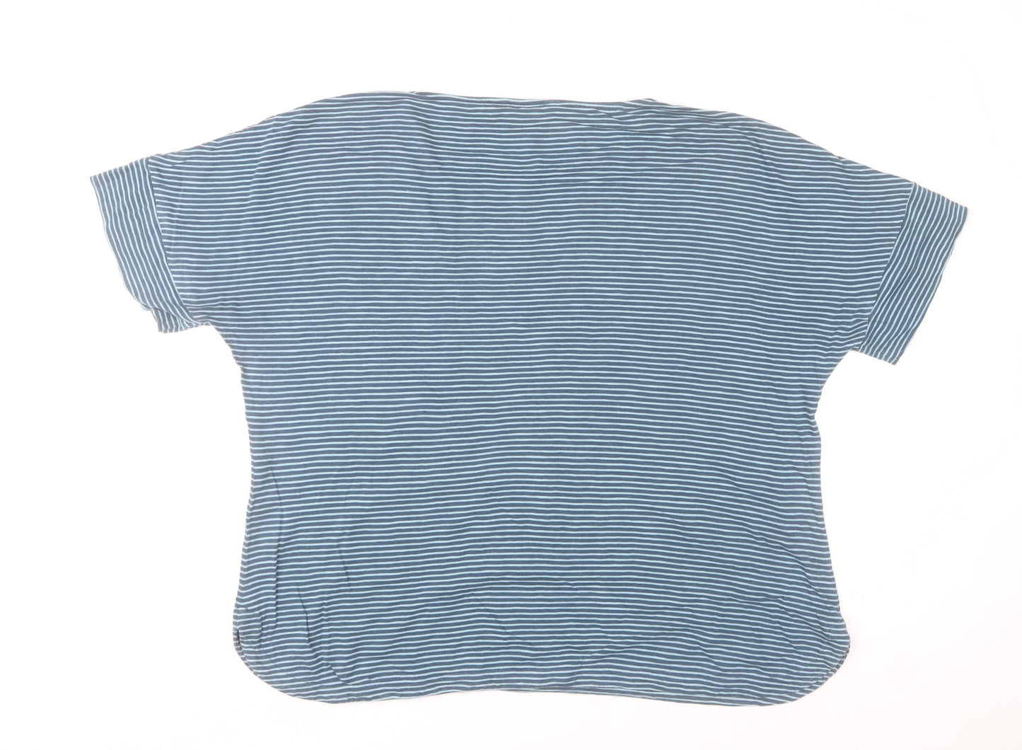 Seasalt Cornwall Women Blue Striped Cotton Jersey Short Sleeve Top UK 20