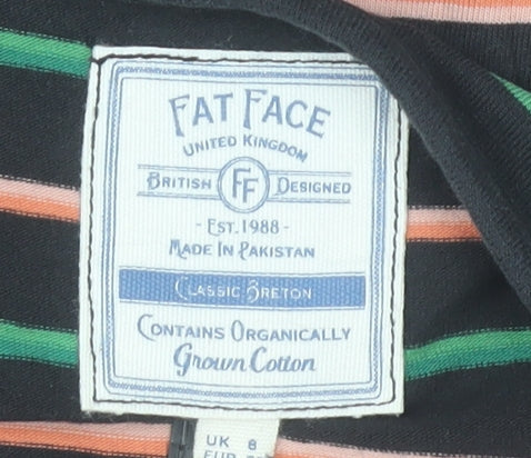 Fat Face Women's Multicoloured Striped Cotton Long Sleeve Top Size 8