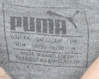 Puma Men Grey Regular Fit Cotton Short Sleeve Crew Neck Graphic T-Shirt Size L