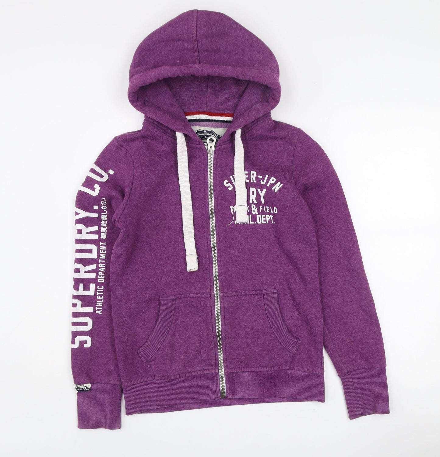 Superdry Women Purple Hooded Full Zip Logo Jacket Size S
