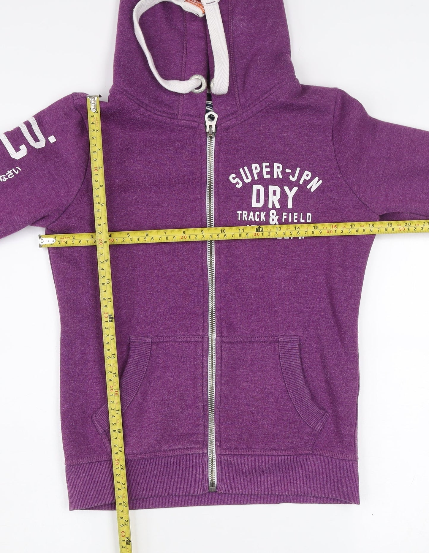 Superdry Women Purple Hooded Full Zip Logo Jacket Size S
