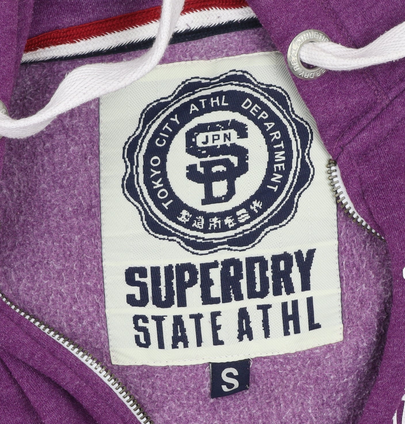 Superdry Women Purple Hooded Full Zip Logo Jacket Size S