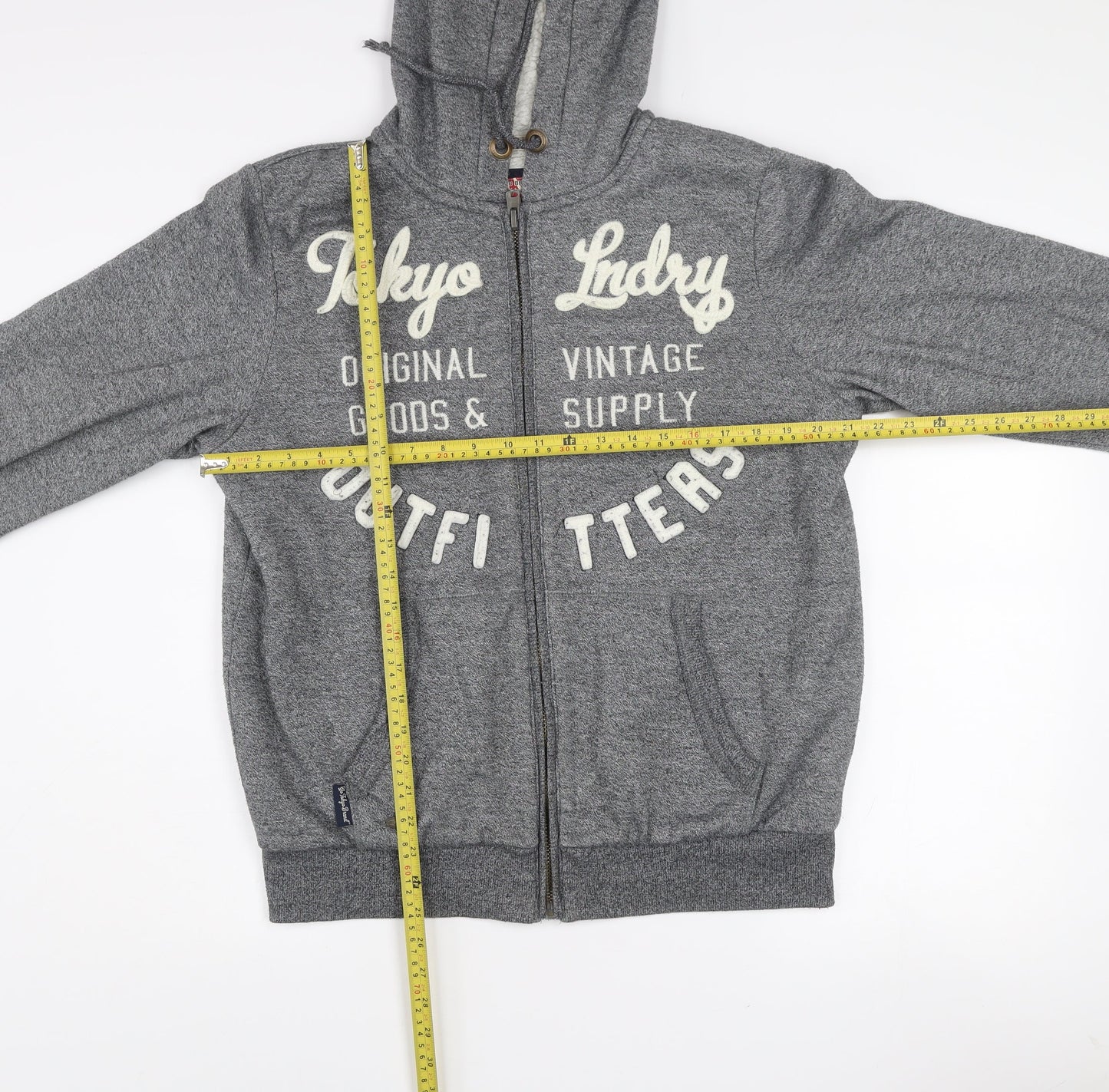 Tokyo Laundry Men's Grey Hooded Full Zip Fleece Lined Jacket Size M