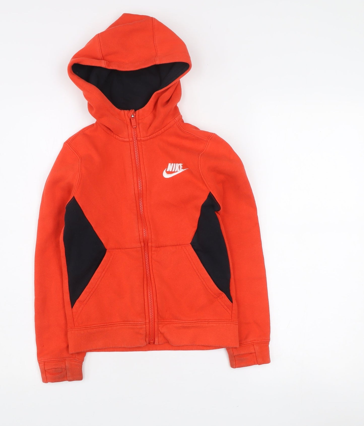 Nike Boys Red Hooded Full Zip Jacket 6-8 Years Cotton Blend Sportswear