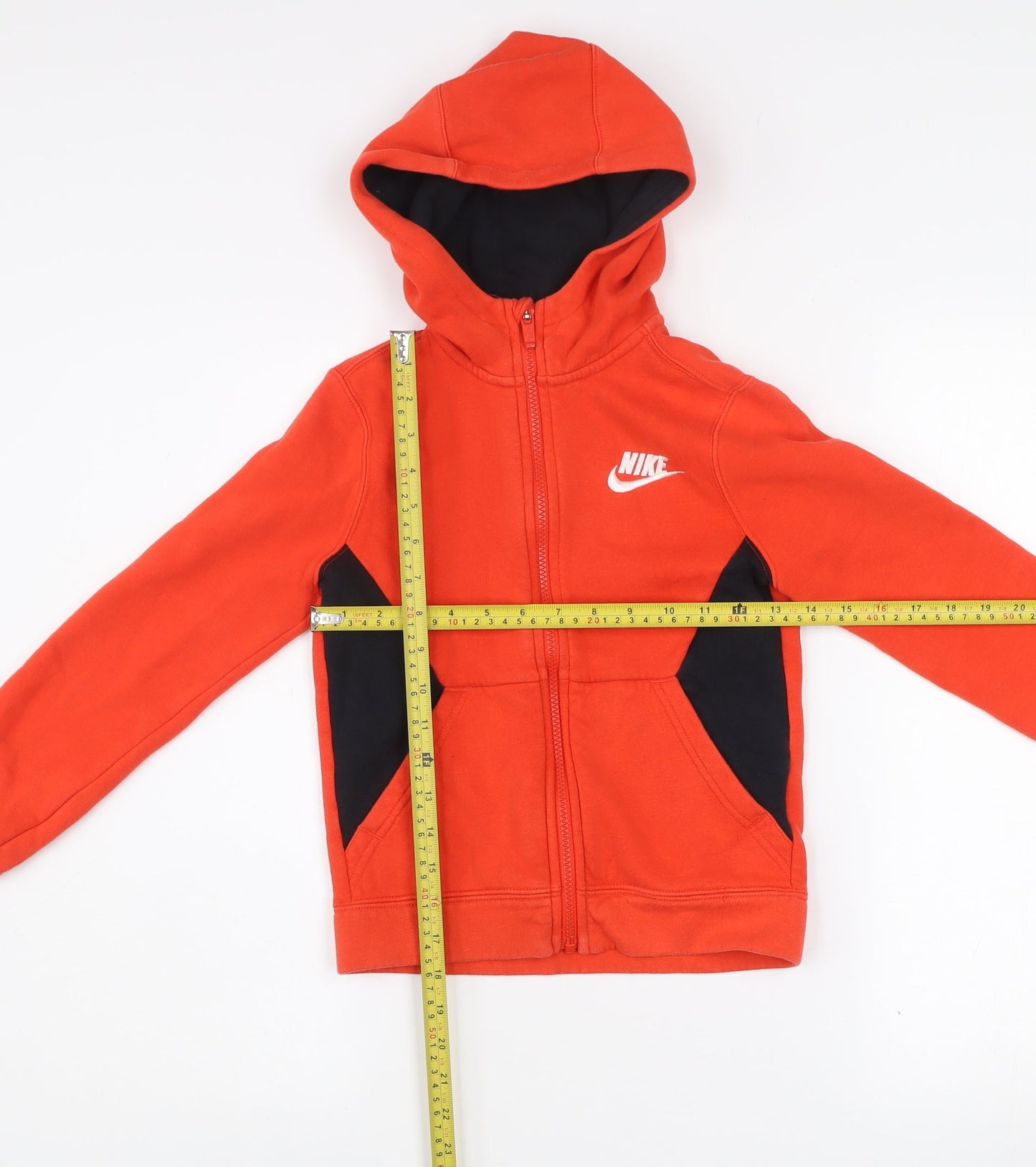 Nike Boys Red Hooded Full Zip Jacket 6-8 Years Cotton Blend Sportswear