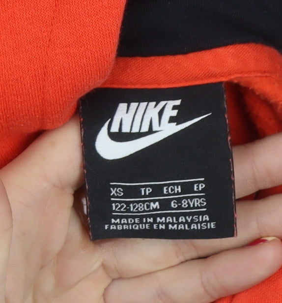 Nike Boys Red Hooded Full Zip Jacket 6-8 Years Cotton Blend Sportswear