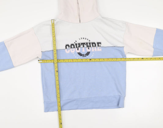 River Island Women's Blue Colourblock Hoodie S Cotton Blend Couture Design