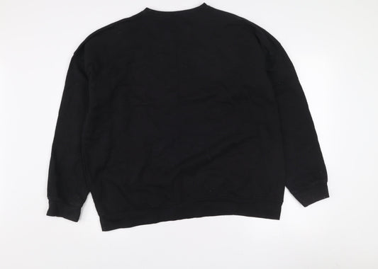 Missguided Women Black UK 10 Pullover Sweatshirt Stay Cool Teddy Graphic