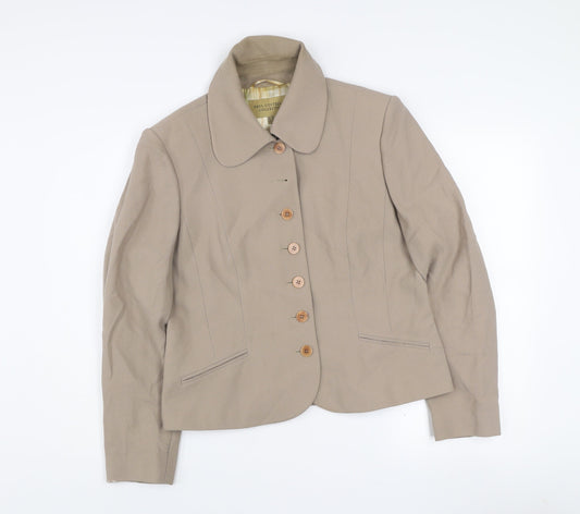 Paul Costelloe Women Beige Virgin Wool Single-Breasted Blazer UK 16
