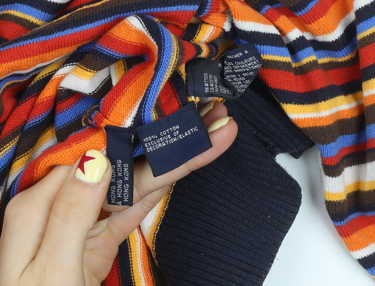 Tommy Hilfiger Men's Multicoloured Striped Cotton Crew Neck Jumper XL